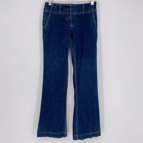 Theory 70’s Style Low Rise Denim Pants/Jeans Wide Leg Flared Women’s Size 0 - Picture 1 of 9
